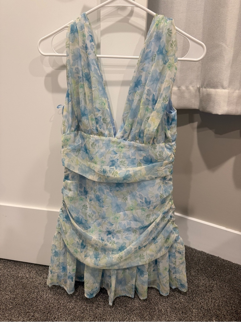 Blue Blush Light Blue Floral V-Neck Dress